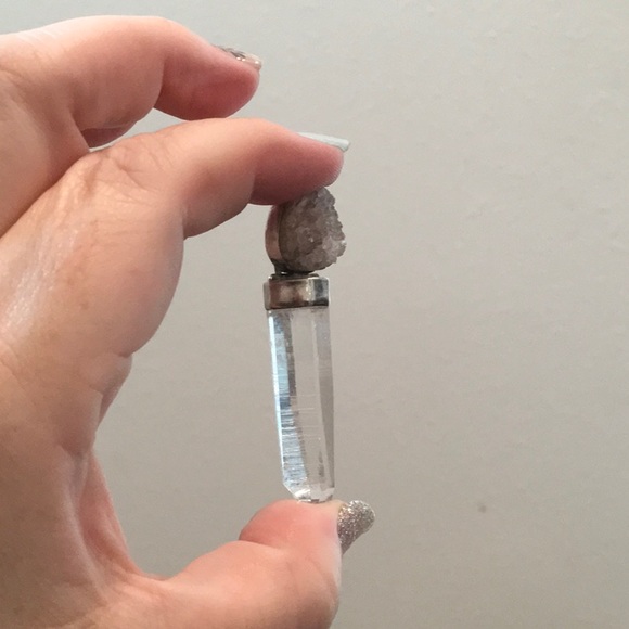 Vintage Druzy & Rock Crystal Pendant - Picture 7 of 9